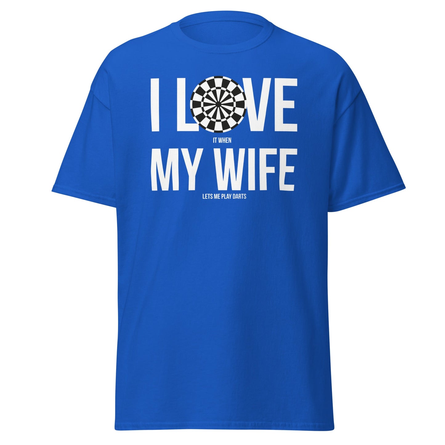 Funny Darts Wife T-Shirt - I Love My Wife Darts Player Tee - Royal - T-Shirts Online