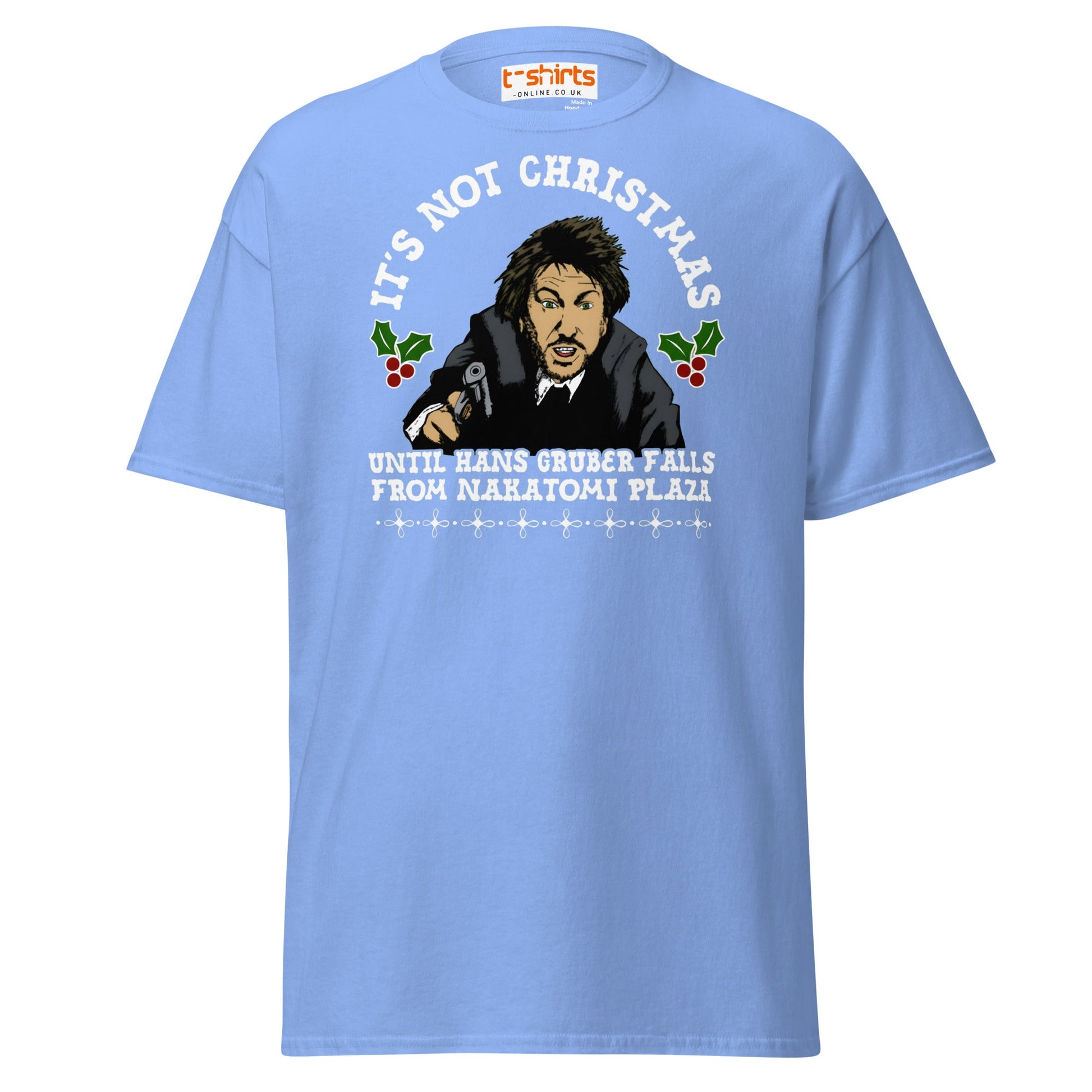 Funny Die Hard Christmas T-Shirt | Hans Gruber Holiday Tee - Carolina Blue - T-Shirts Online