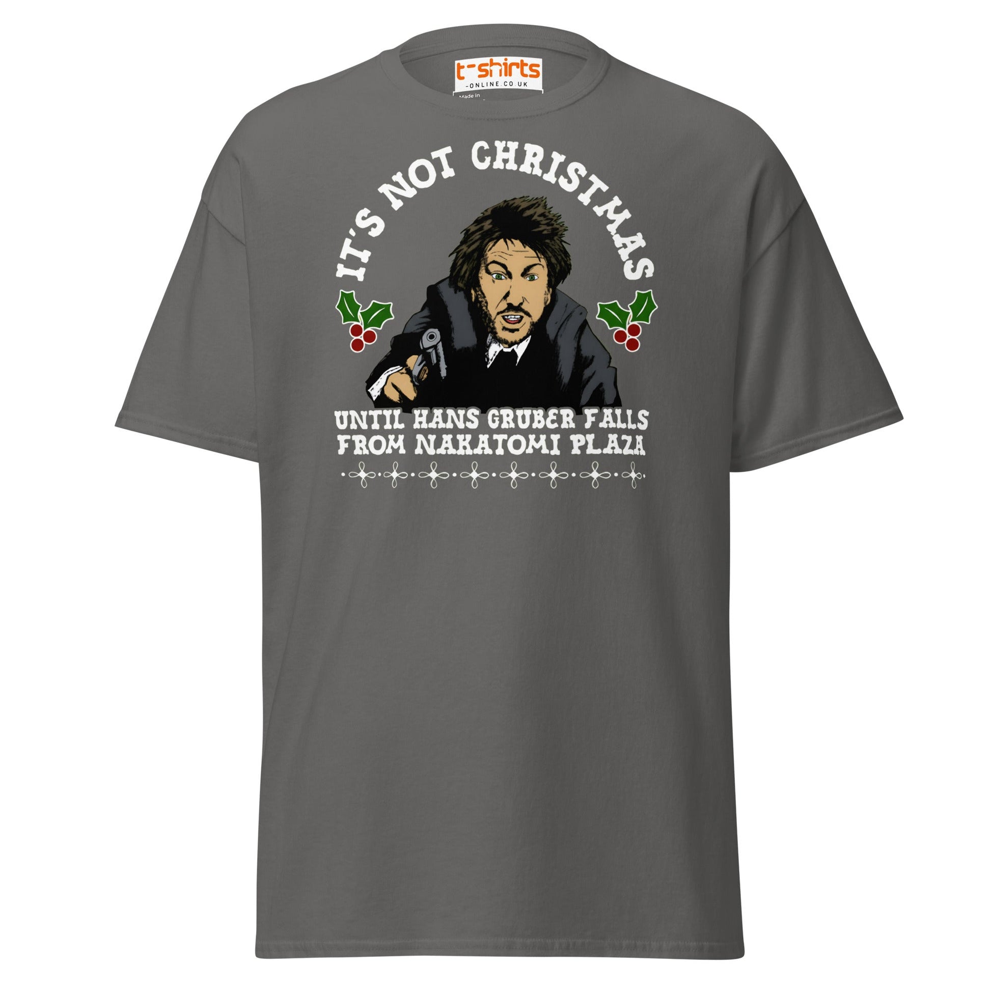 Funny Die Hard Christmas T-Shirt | Hans Gruber Holiday Tee - Charcoal - T-Shirts Online
