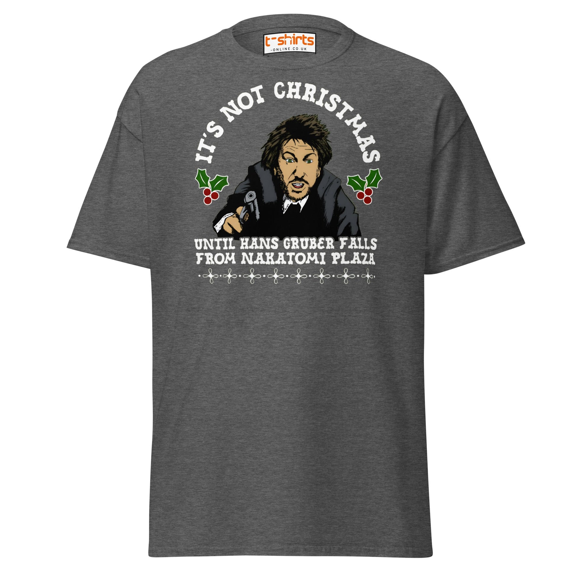 Funny Die Hard Christmas T-Shirt | Hans Gruber Holiday Tee - Dark Heather - T-Shirts Online