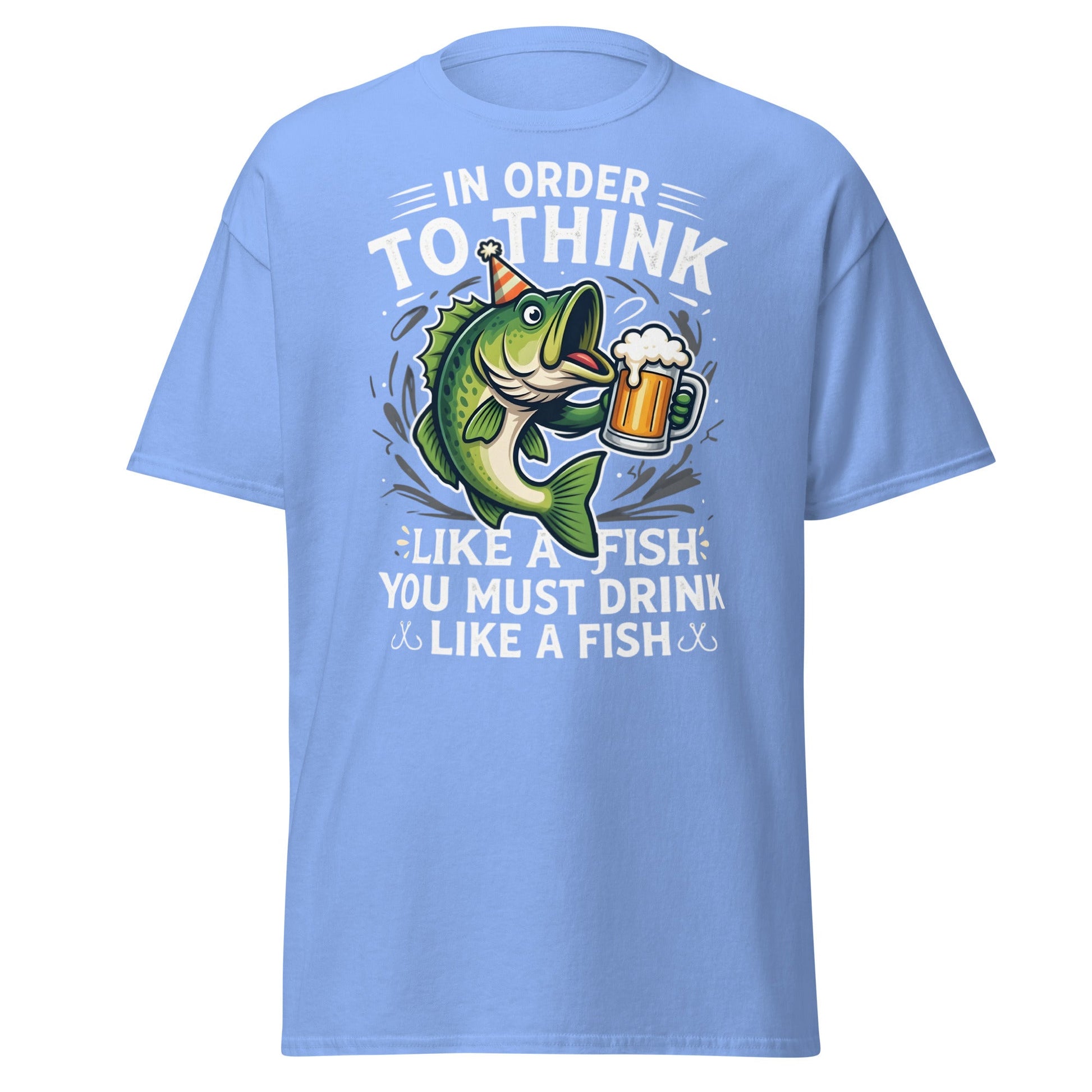 Funny Drink Like a Fish T-Shirt - Fishing & Beer Humor Tee - Carolina Blue - T-Shirts Online