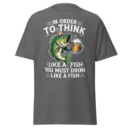 Funny Drink Like a Fish T-Shirt - Fishing & Beer Humor Tee - Charcoal - T-Shirts Online