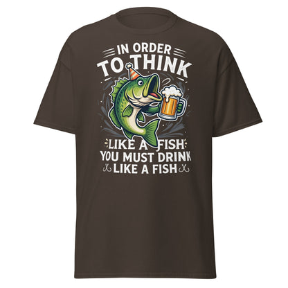 Funny Drink Like a Fish T-Shirt - Fishing & Beer Humor Tee - Dark Chocolate - T-Shirts Online
