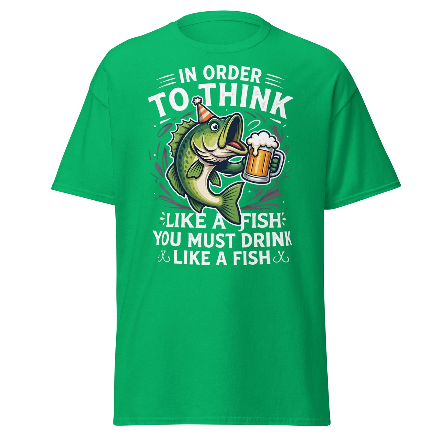 Funny Drink Like a Fish T-Shirt - Fishing & Beer Humor Tee - Irish Green - T-Shirts Online