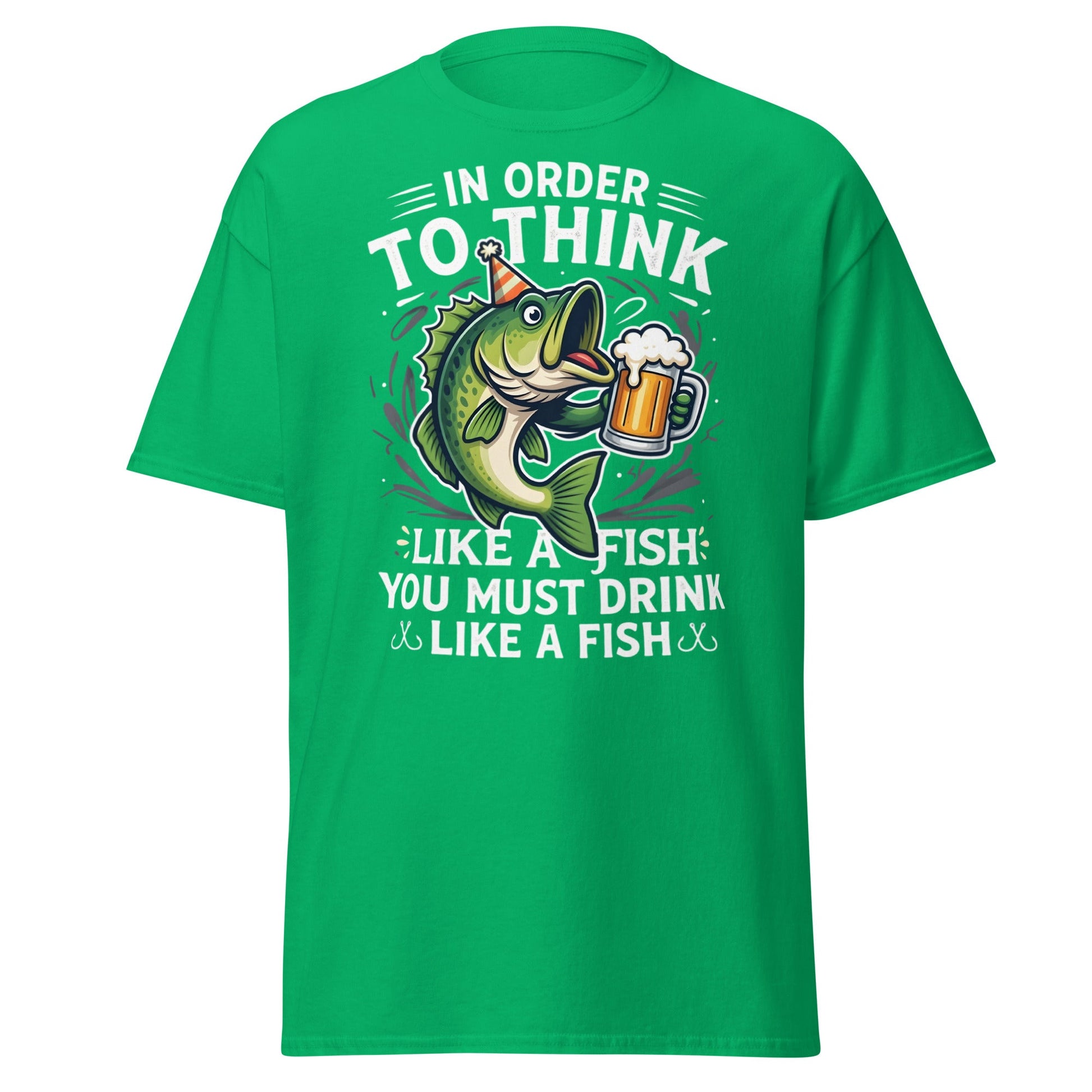 Funny Drink Like a Fish T-Shirt - Fishing & Beer Humor Tee - Irish Green - T-Shirts Online