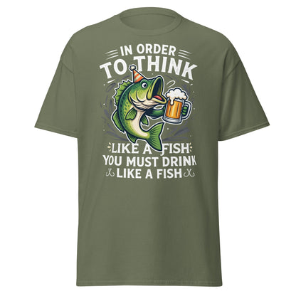 Funny Drink Like a Fish T-Shirt - Fishing & Beer Humor Tee - Military Green - T-Shirts Online