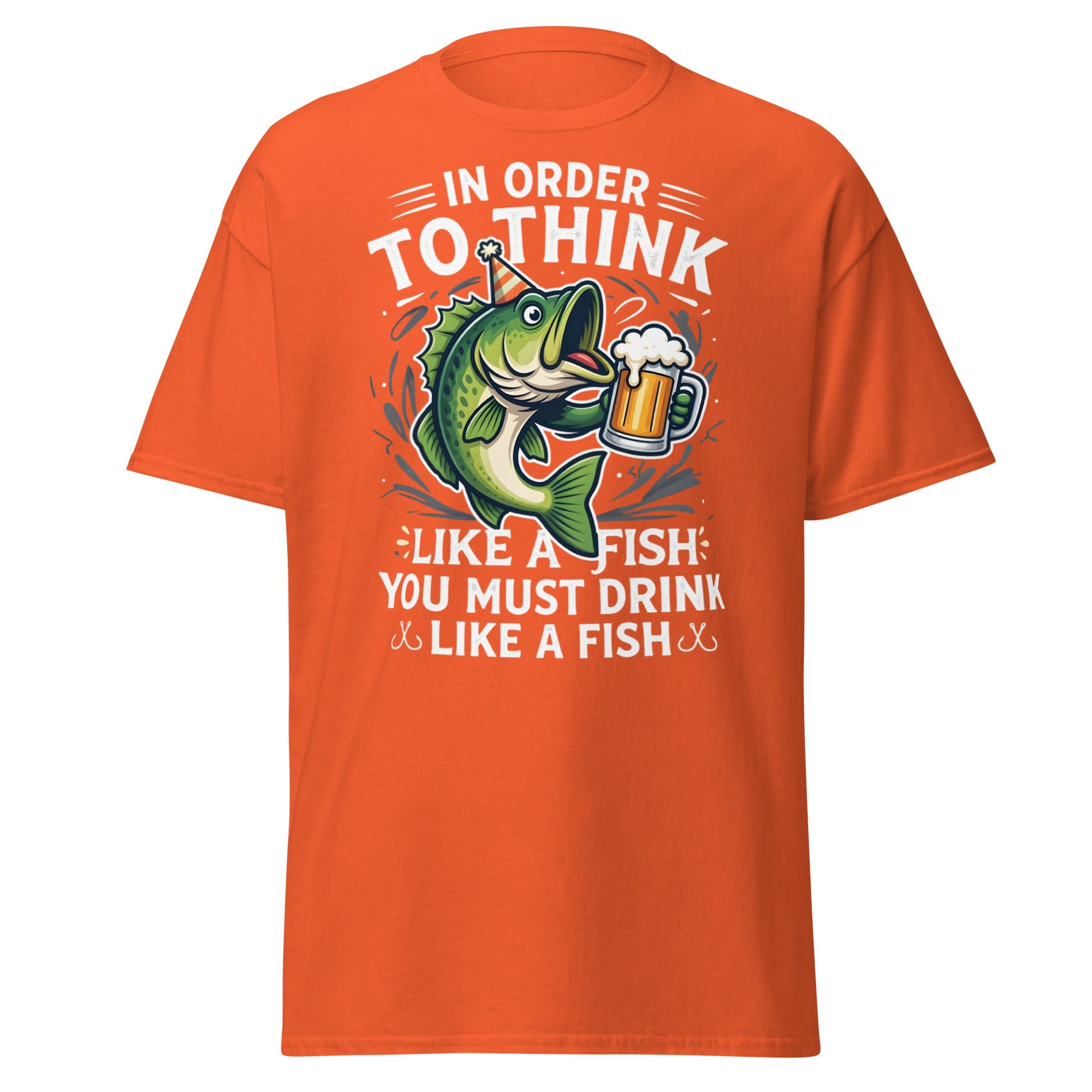 Funny Drink Like a Fish T-Shirt - Fishing & Beer Humor Tee - Orange - T-Shirts Online