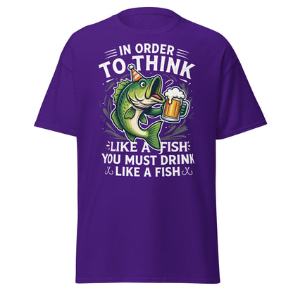 Funny Drink Like a Fish T-Shirt - Fishing & Beer Humor Tee - Purple - T-Shirts Online