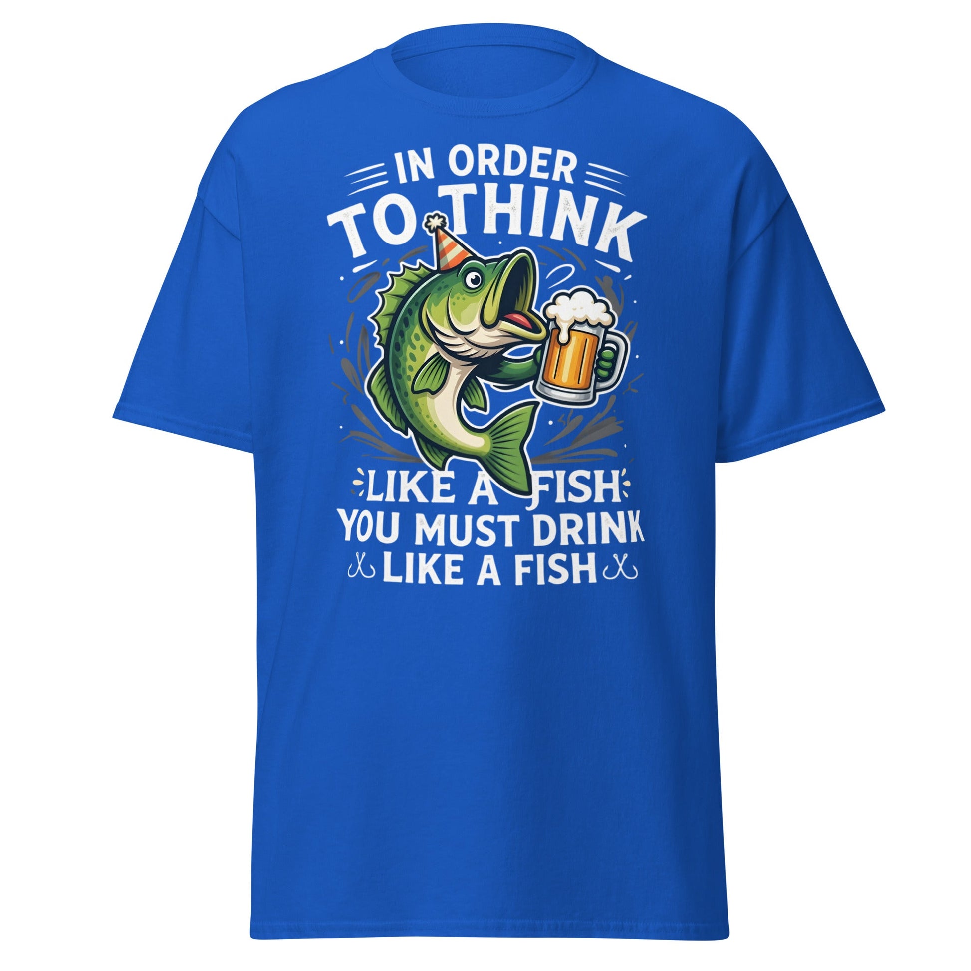 Funny Drink Like a Fish T-Shirt - Fishing & Beer Humor Tee - Royal - T-Shirts Online