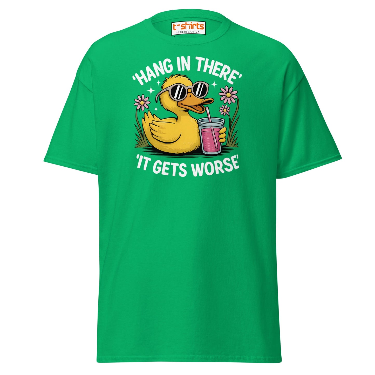 Funny Duck "Hang in There" T-Shirt - Irish Green - T-Shirts Online