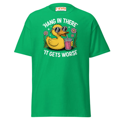 Funny Duck "Hang in There" T-Shirt - Irish Green - T-Shirts Online