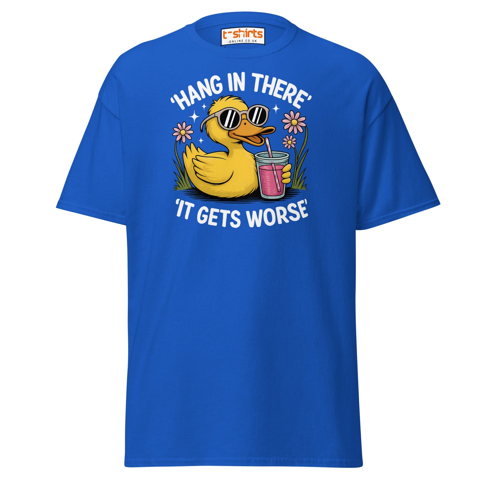 Funny Duck "Hang in There" T-Shirt - Royal - T-Shirts Online