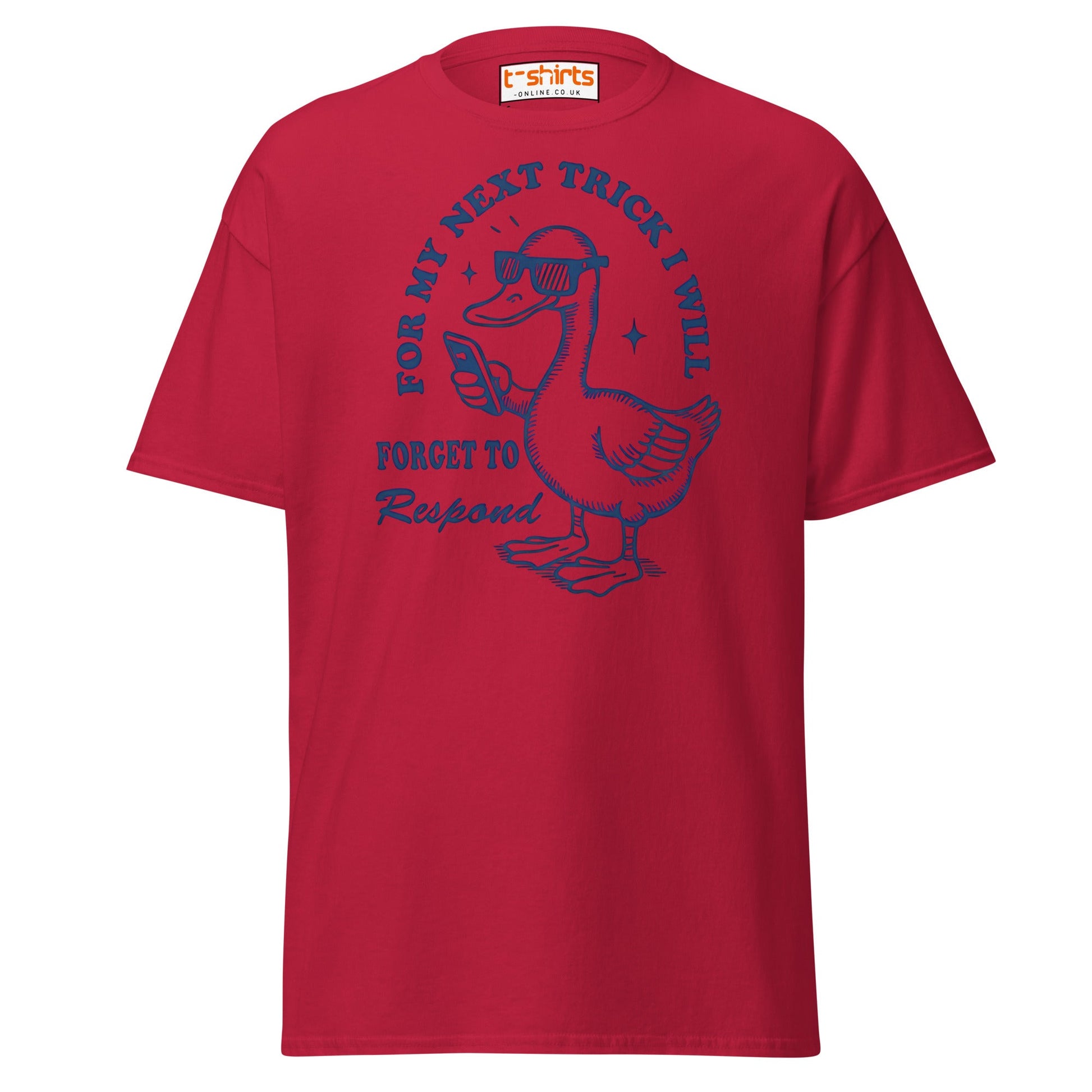 Funny Duck T-Shirt – Forget to Respond Humor Tee - Cardinal - T-Shirts Online