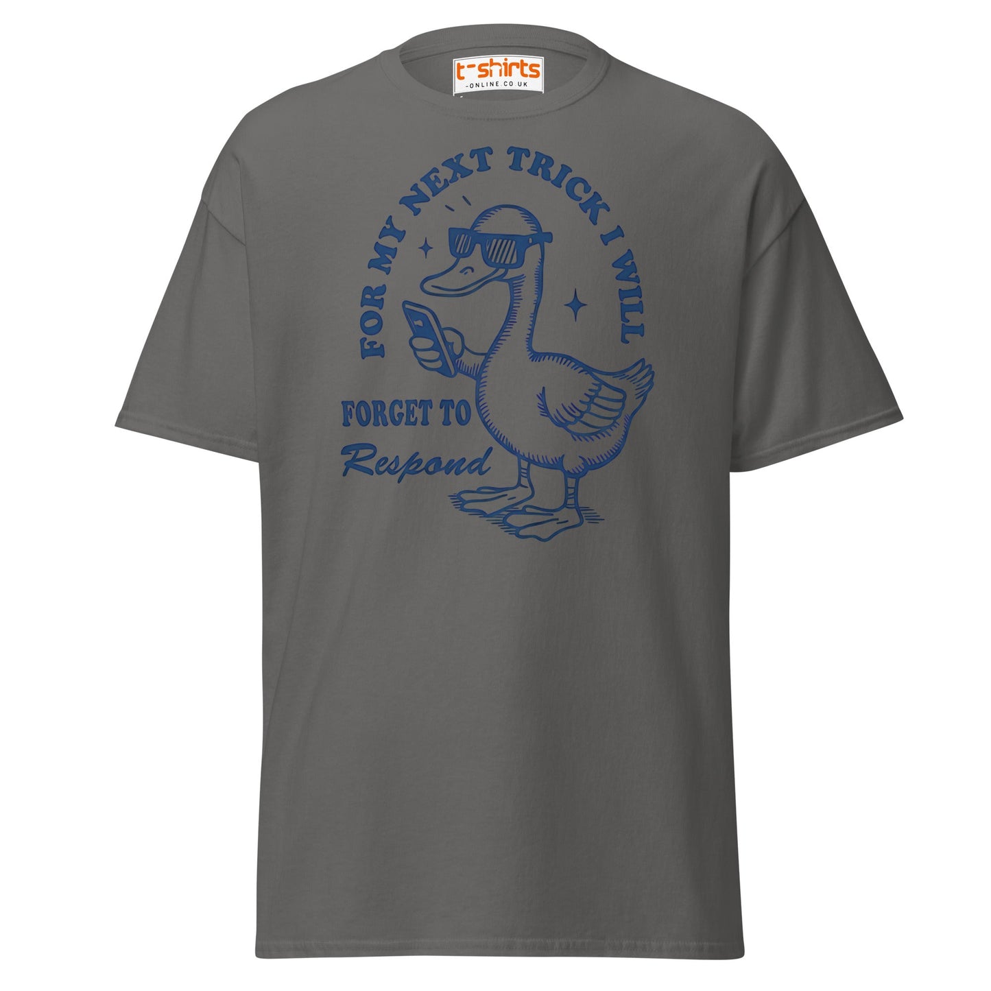 Funny Duck T-Shirt – Forget to Respond Humor Tee - Charcoal - T-Shirts Online