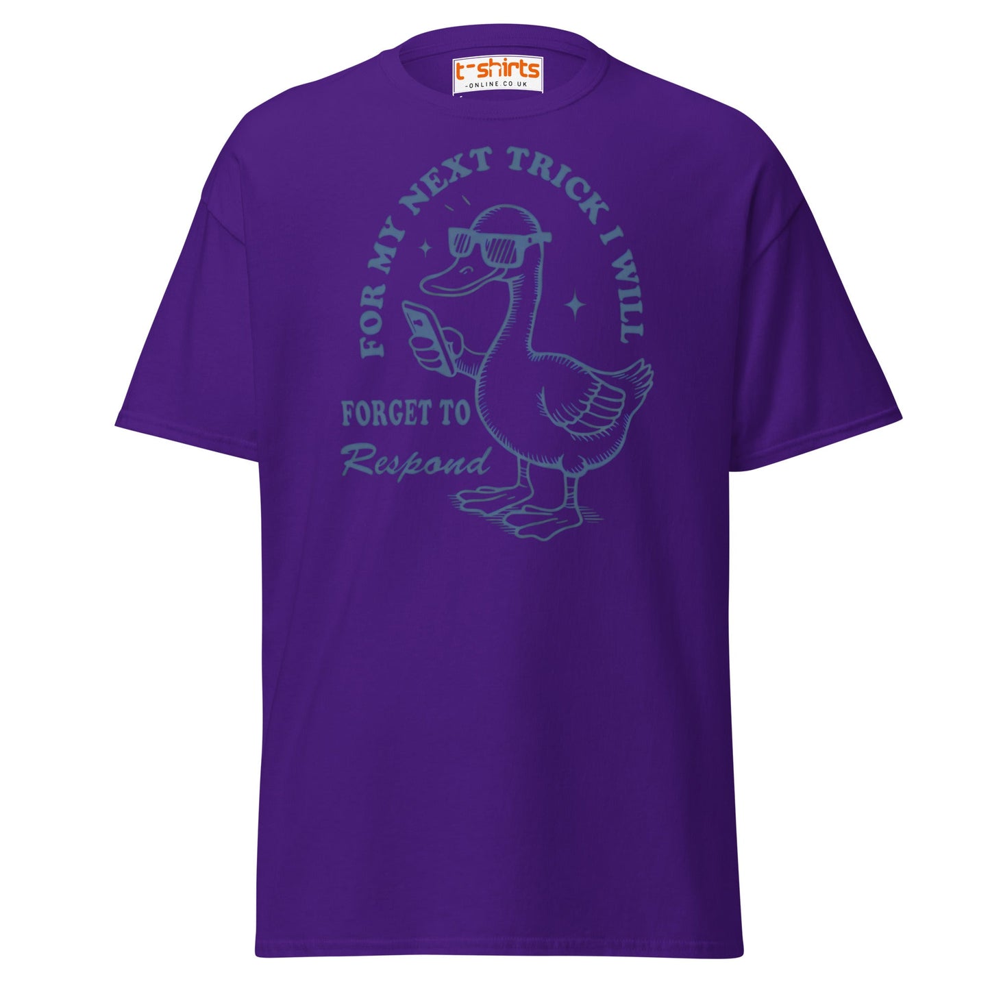 Funny Duck T-Shirt – Forget to Respond Humor Tee - Purple - T-Shirts Online