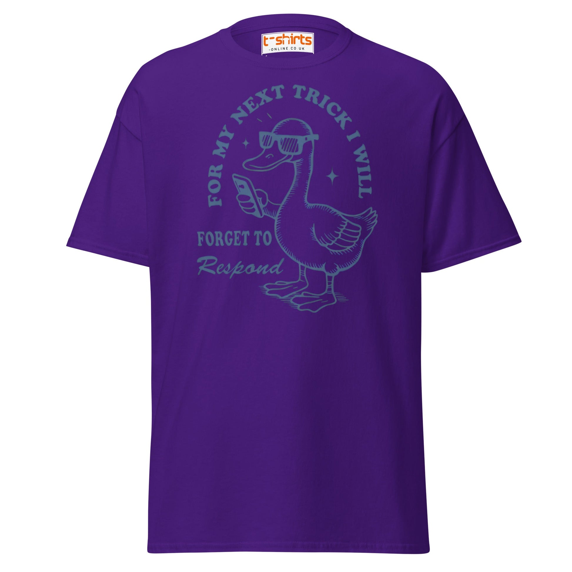 Funny Duck T-Shirt – Forget to Respond Humor Tee - Purple - T-Shirts Online