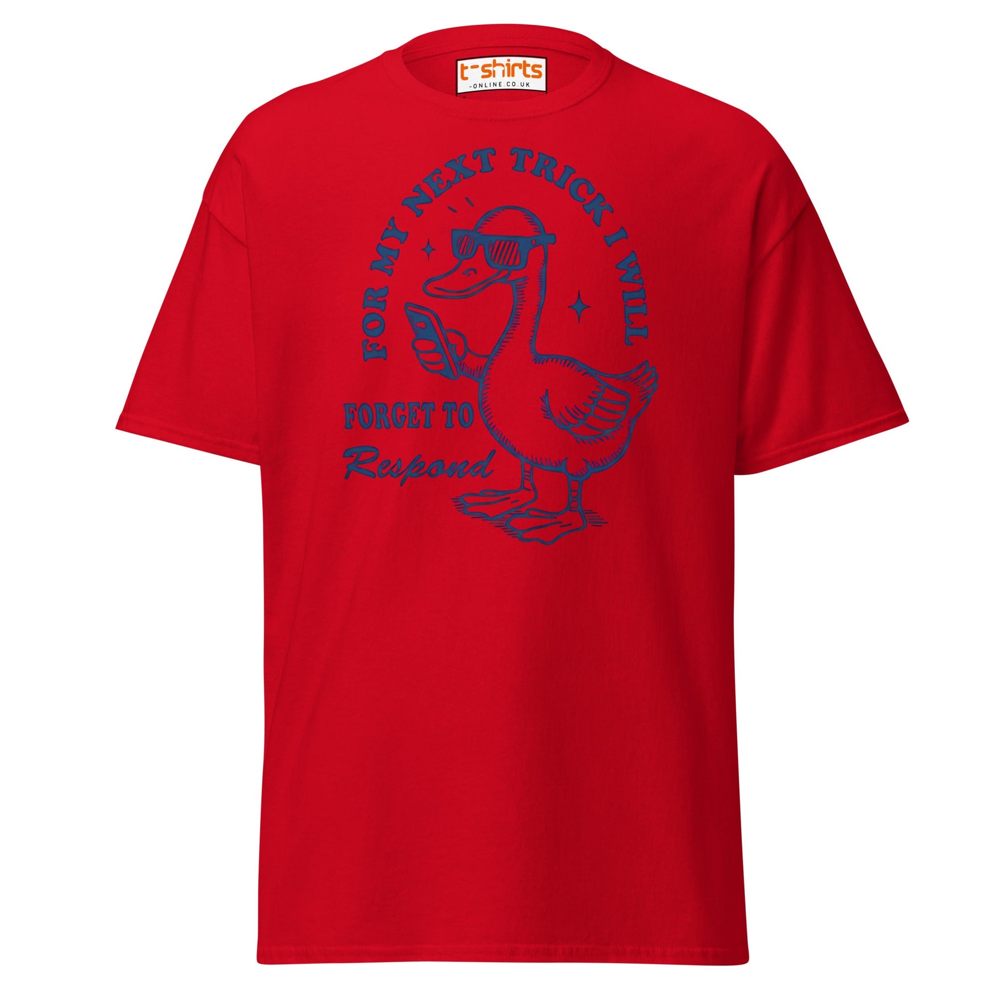 Funny Duck T-Shirt – Forget to Respond Humor Tee - Red - T-Shirts Online