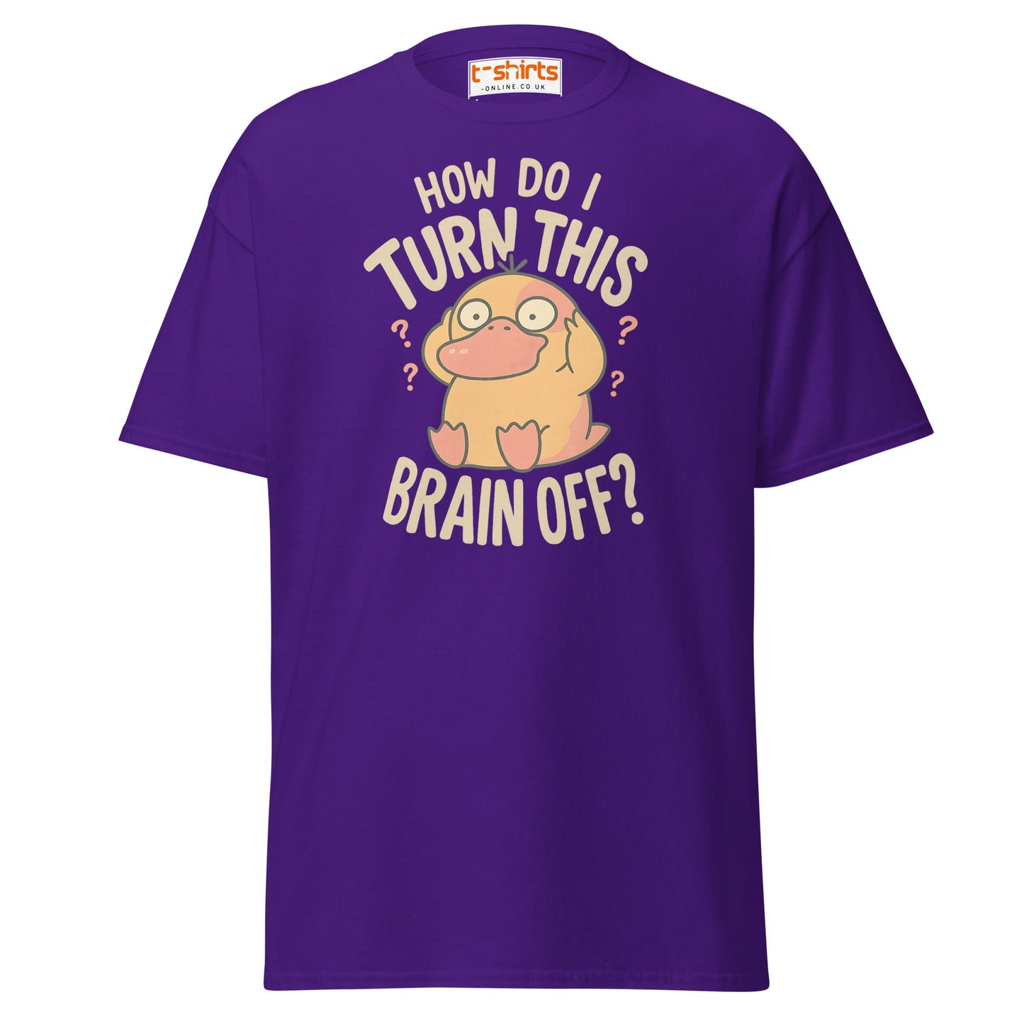 Funny Duck “Turn Brain Off” T-Shirt - Purple - T-Shirts Online