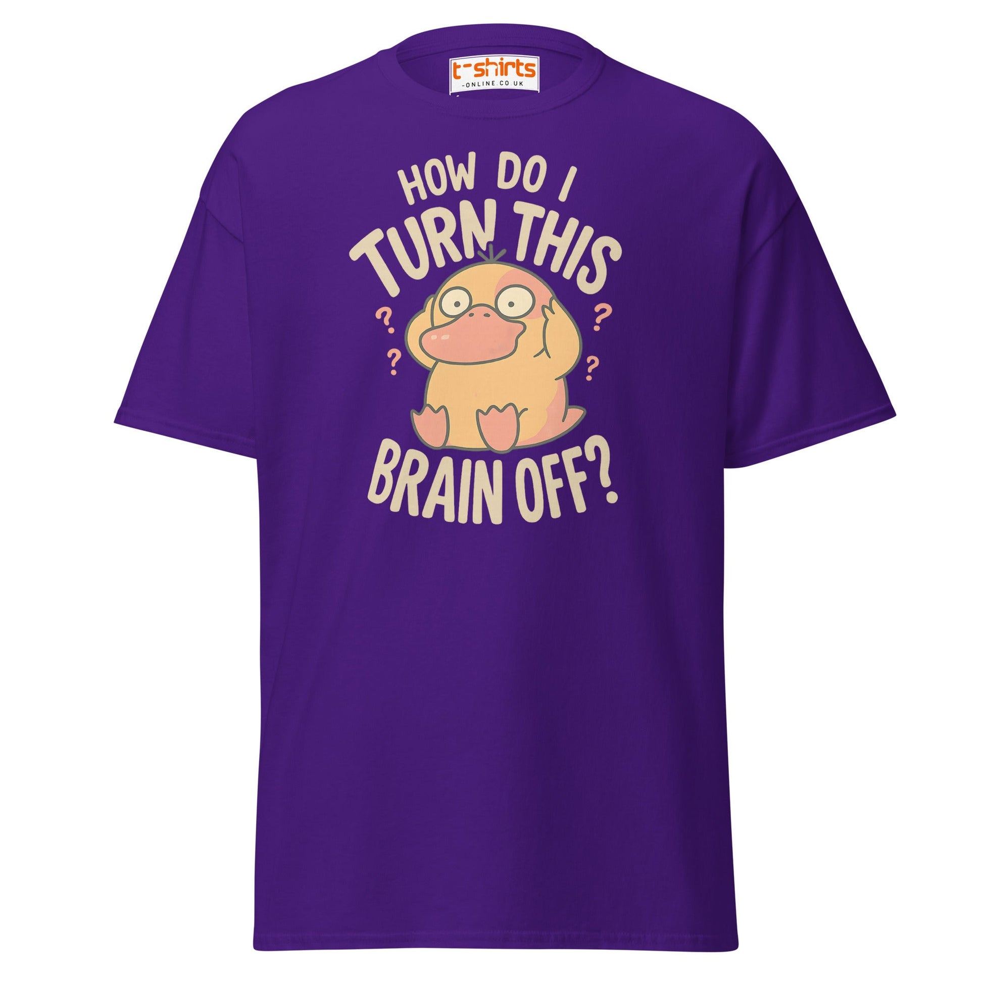 Funny Duck “Turn Brain Off” T-Shirt - Purple - T-Shirts Online