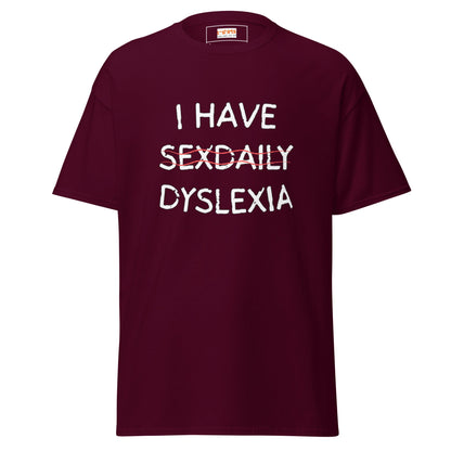 Funny Dyslexia Tee | Humorous T-Shirt - Maroon - T-Shirts Online