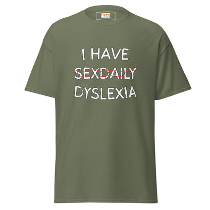 Funny Dyslexia Tee | Humorous T-Shirt - Military Green - T-Shirts Online