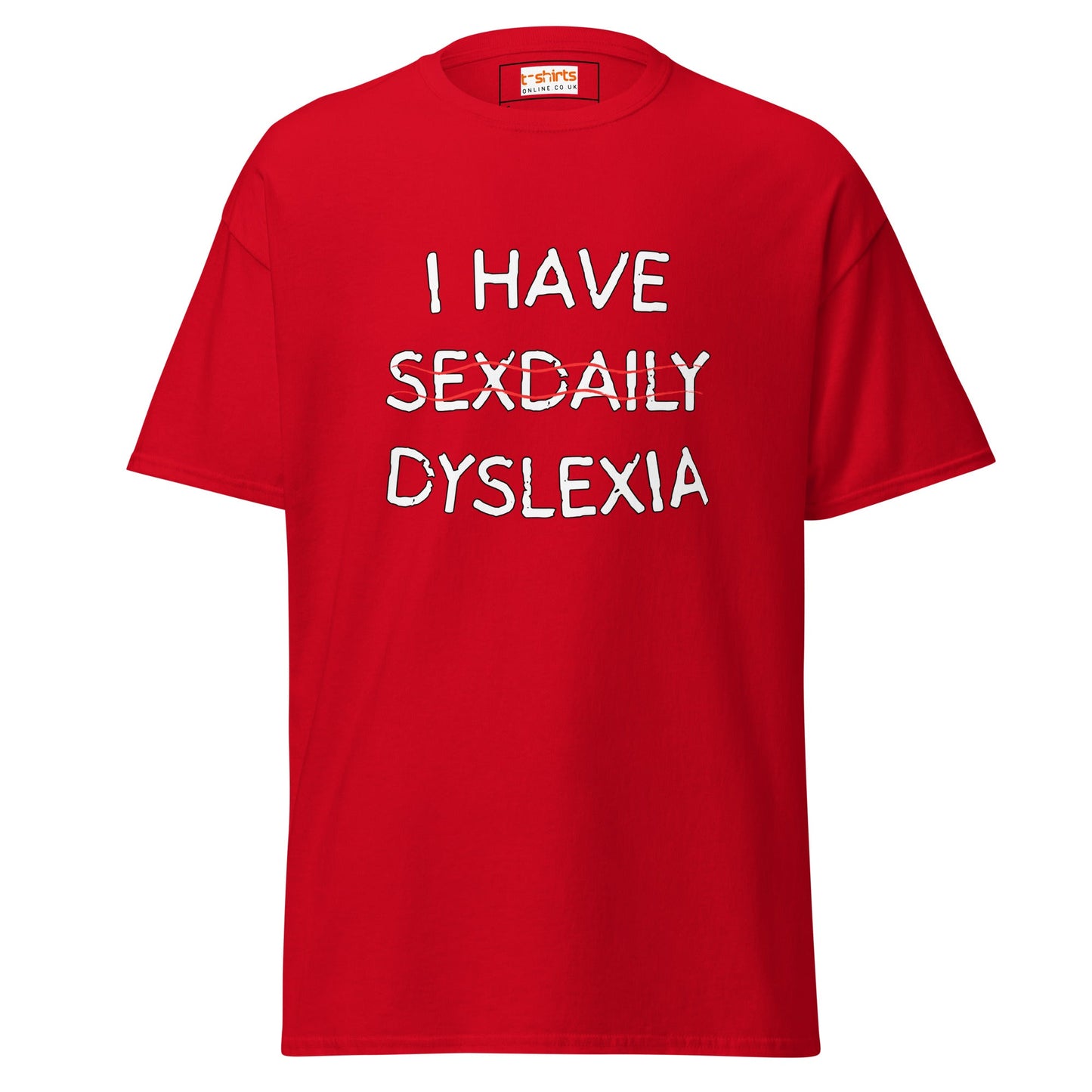 Funny Dyslexia Tee | Humorous T-Shirt - Red - T-Shirts Online
