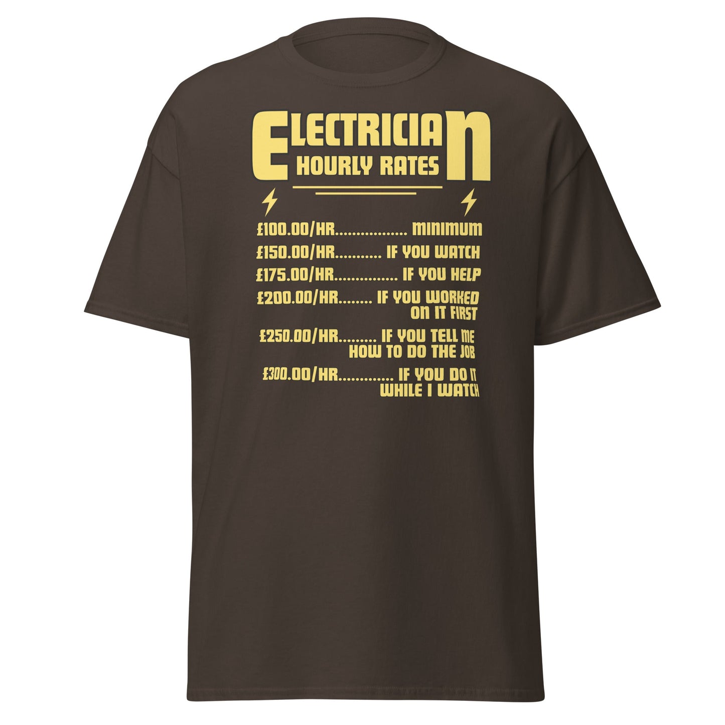 Funny Electrician Hourly Rate T-Shirt - Dark Chocolate - T-Shirts Online