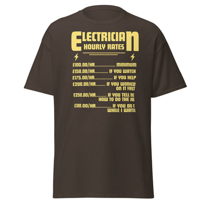 Funny Electrician Hourly Rate T-Shirt - Dark Chocolate - T-Shirts Online