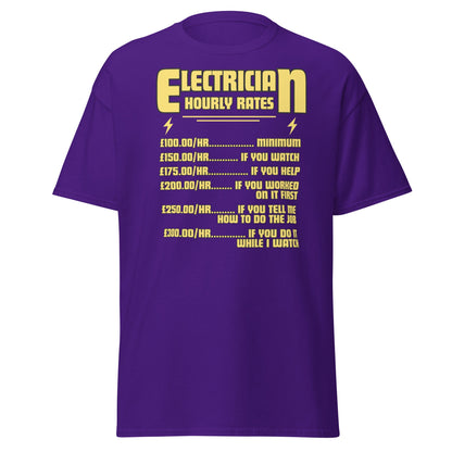 Funny Electrician Hourly Rate T-Shirt - Purple - T-Shirts Online