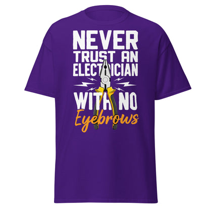 Funny Electrician No Eyebrows T-Shirt - Humorous Trade Tee - Purple - T-Shirts Online