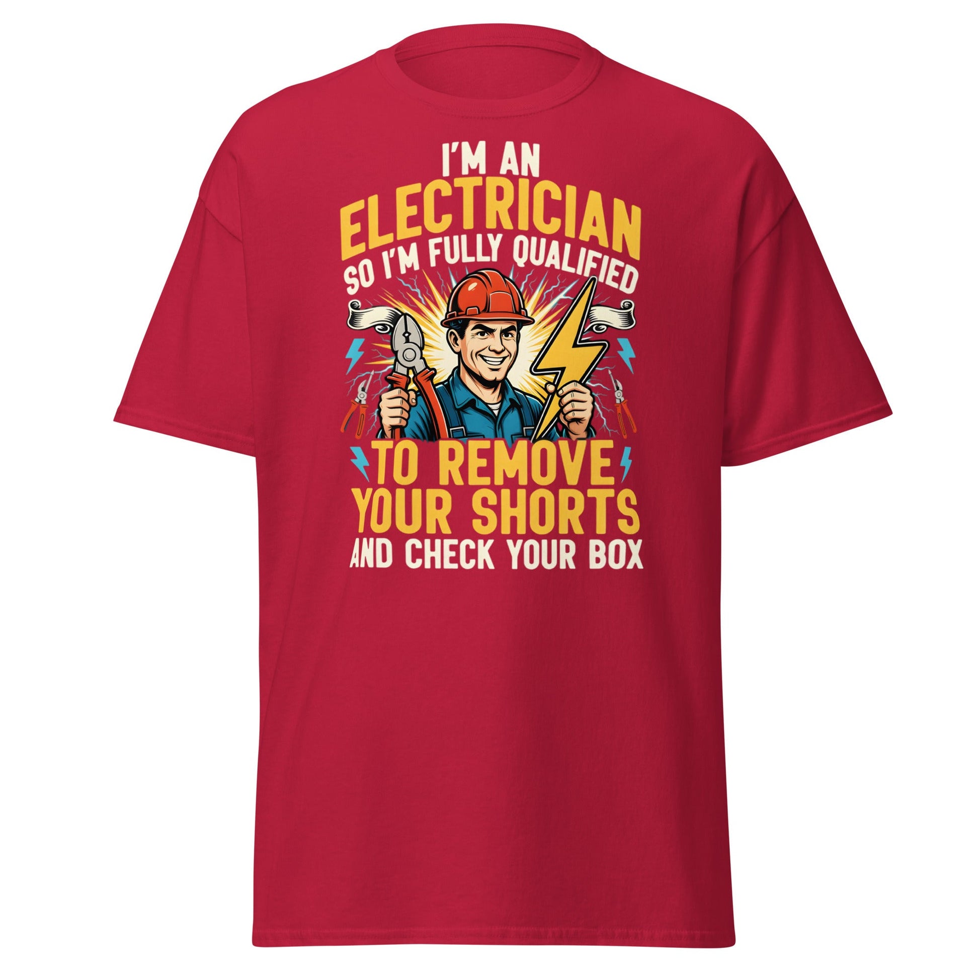 Funny Electrician Shirt - Check Your Box Adult Humor Tee - Cardinal - T-Shirts Online