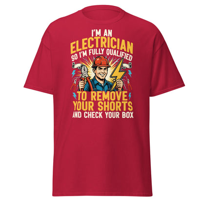 Funny Electrician Shirt - Check Your Box Adult Humor Tee - Cardinal - T-Shirts Online