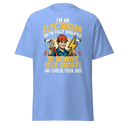Funny Electrician Shirt - Check Your Box Adult Humor Tee - Carolina Blue - T-Shirts Online