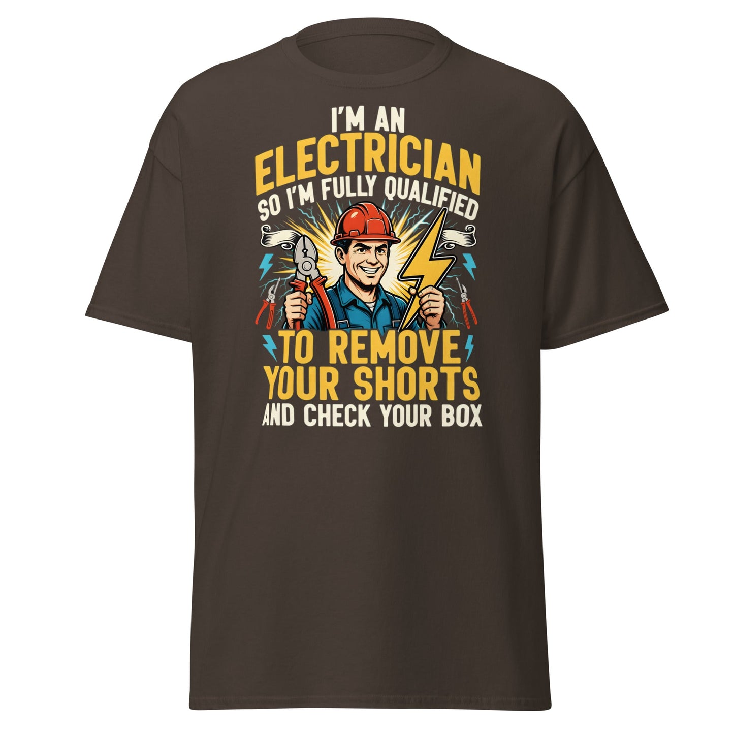 Funny Electrician Shirt - Check Your Box Adult Humor Tee - Dark Chocolate - T-Shirts Online