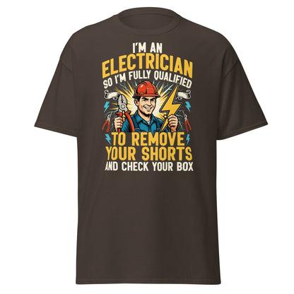 Funny Electrician Shirt - Check Your Box Adult Humor Tee - Dark Chocolate - T-Shirts Online