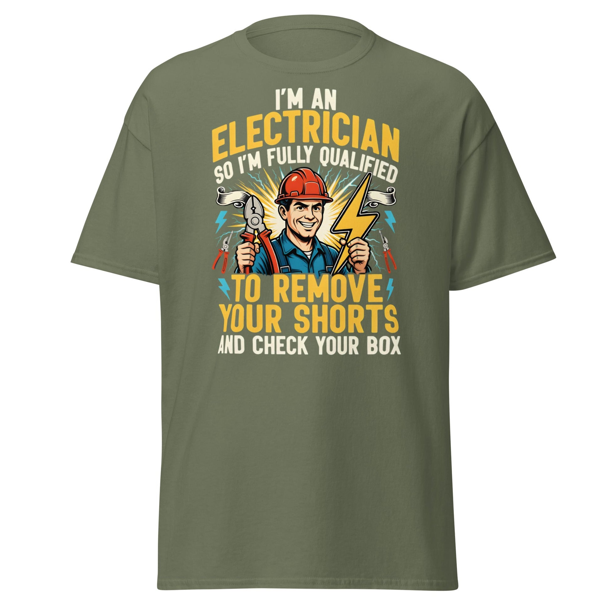 Funny Electrician Shirt - Check Your Box Adult Humor Tee - Military Green - T-Shirts Online