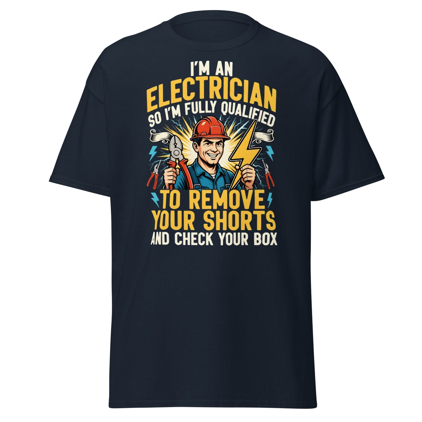 Funny Electrician Shirt - Check Your Box Adult Humor Tee - Navy - T-Shirts Online
