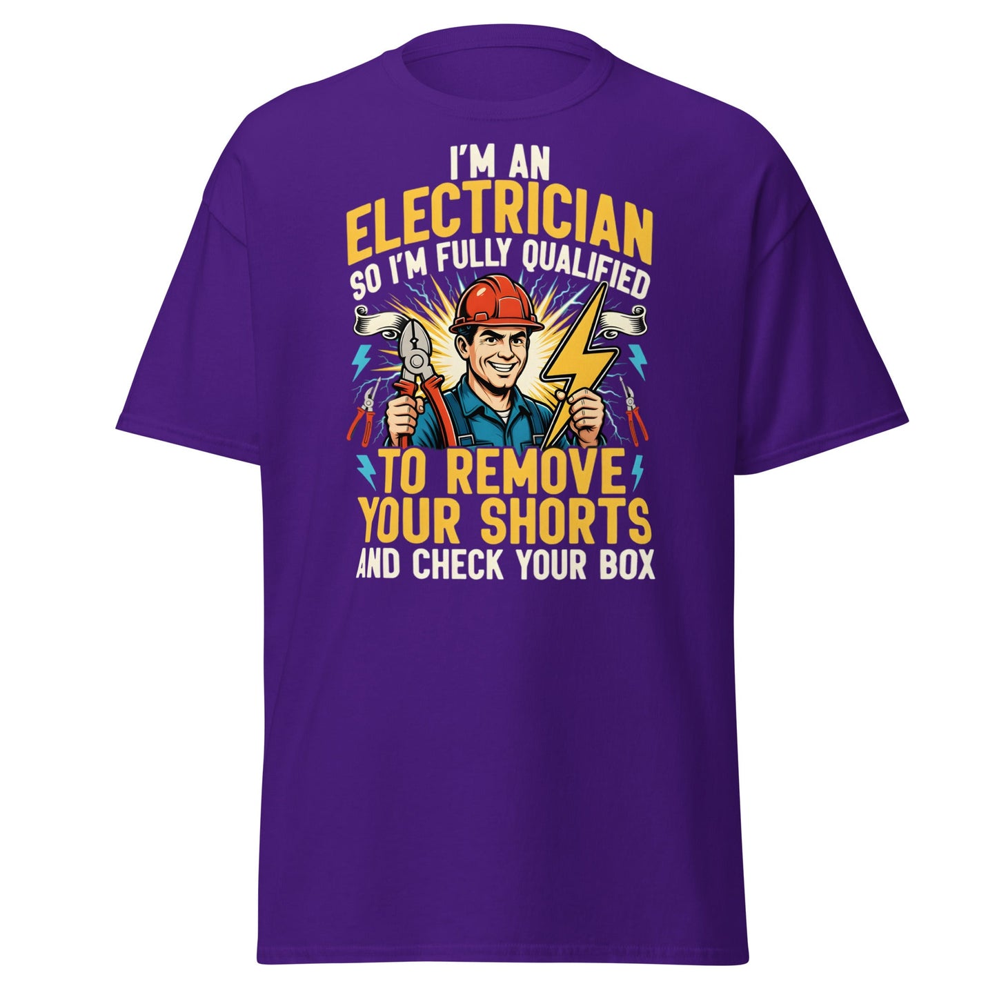 Funny Electrician Shirt - Check Your Box Adult Humor Tee - Purple - T-Shirts Online
