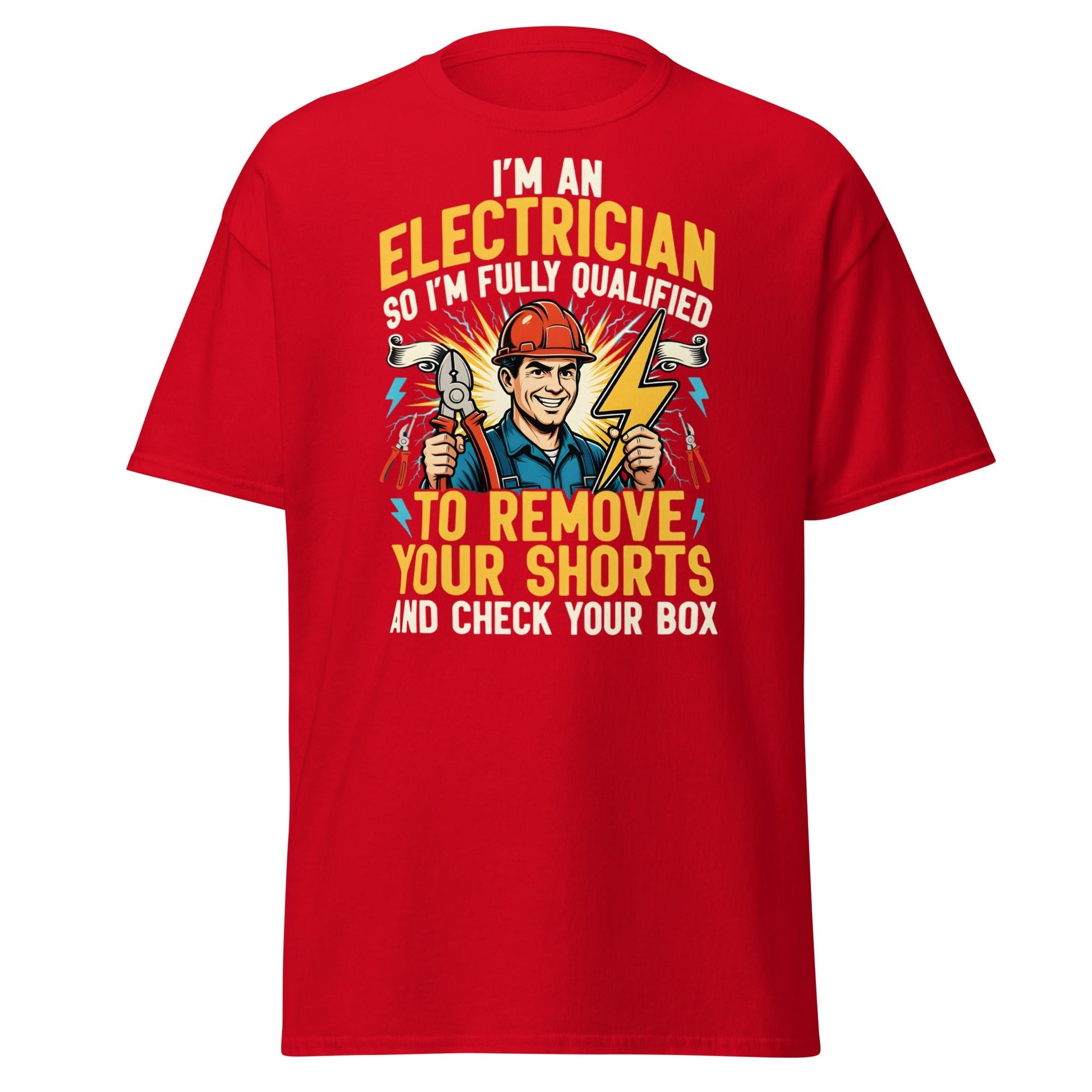 Funny Electrician Shirt - Check Your Box Adult Humor Tee - Red - T-Shirts Online