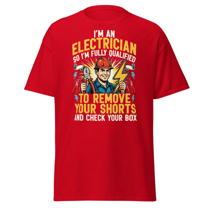 Funny Electrician Shirt - Check Your Box Adult Humor Tee - Red - T-Shirts Online