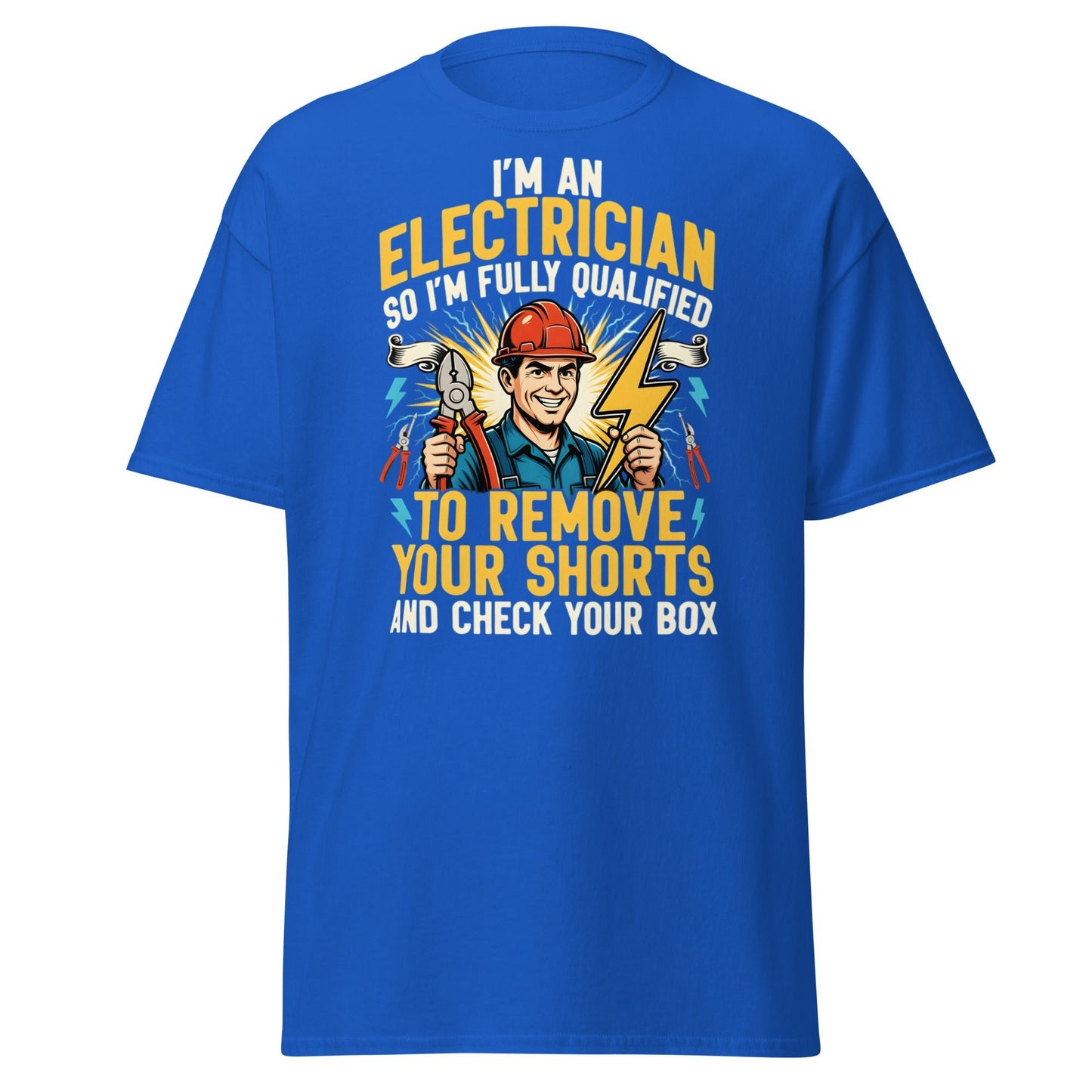 Funny Electrician Shirt - Check Your Box Adult Humor Tee - Royal - T-Shirts Online
