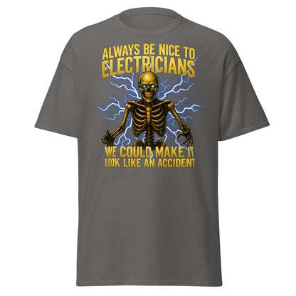 Funny Electrician Skeleton T-Shirt - Make It Look Like An Accident - Charcoal - T-Shirts Online