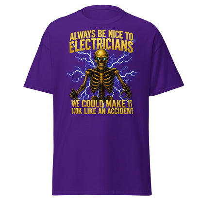 Funny Electrician Skeleton T-Shirt - Make It Look Like An Accident - Purple - T-Shirts Online