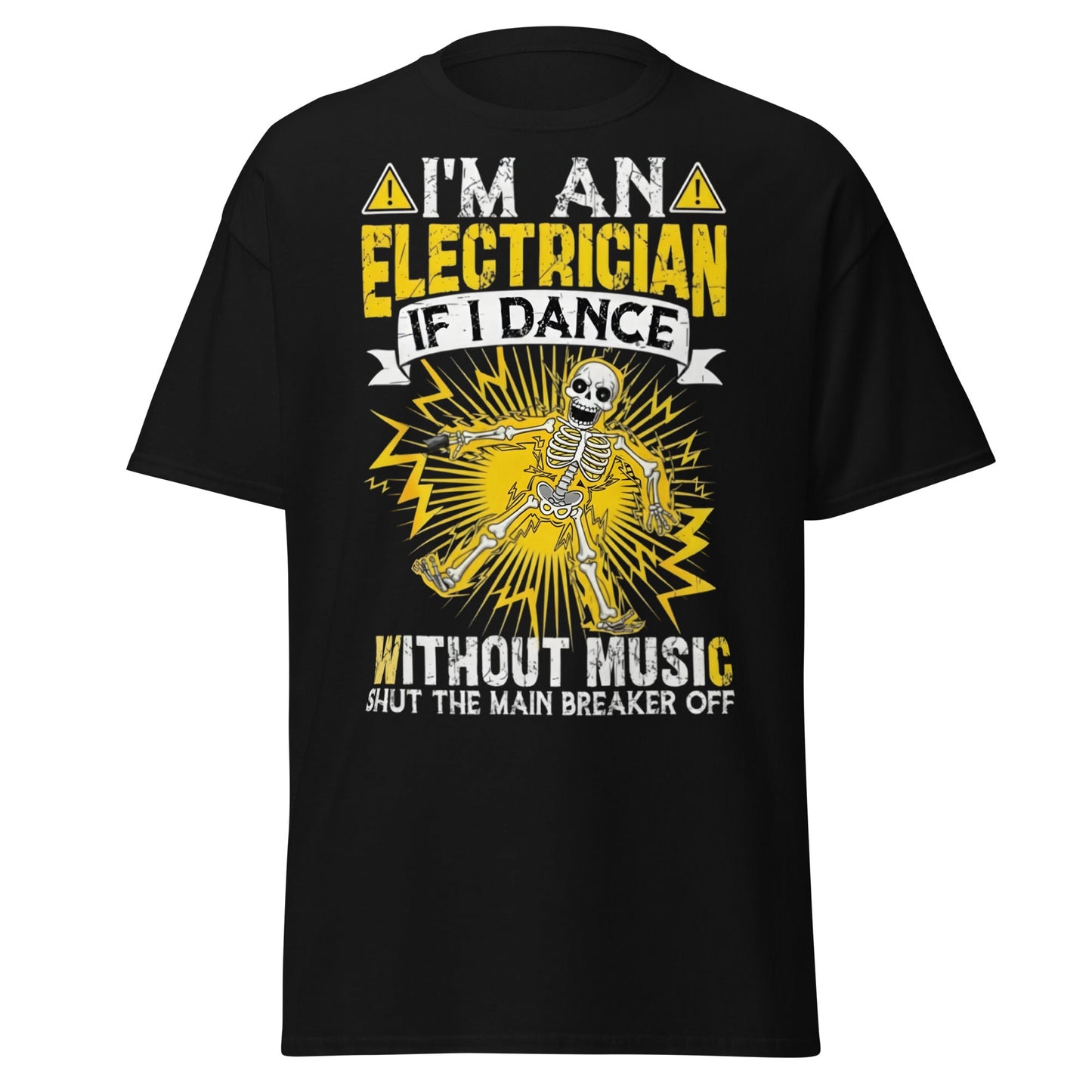 Funny Electrician Skeleton T-Shirt - Shocking Humor Tee - Black - T-Shirts Online