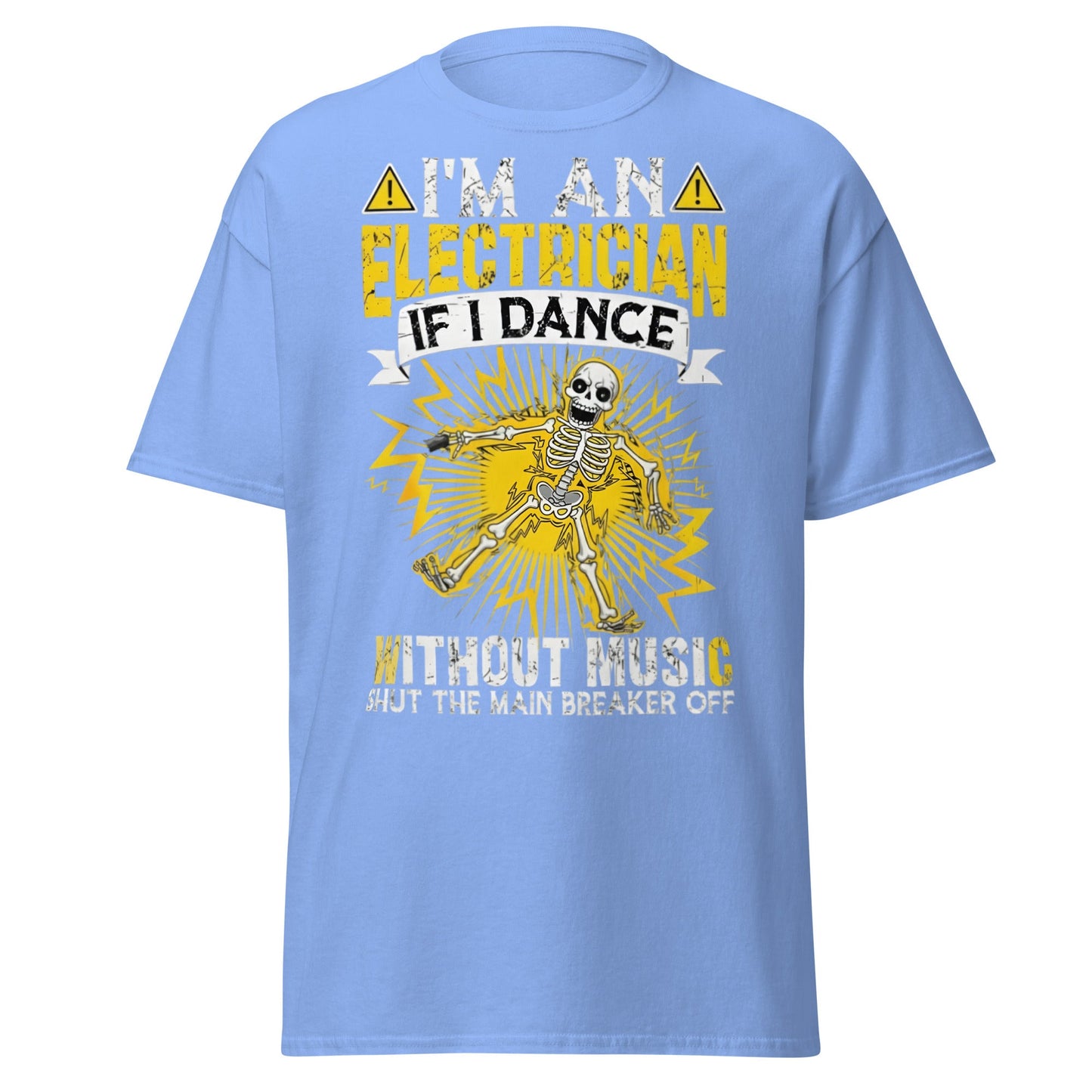 Funny Electrician Skeleton T-Shirt - Shocking Humor Tee - Carolina Blue - T-Shirts Online