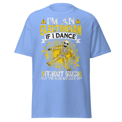 Funny Electrician Skeleton T-Shirt - Shocking Humor Tee - Carolina Blue - T-Shirts Online