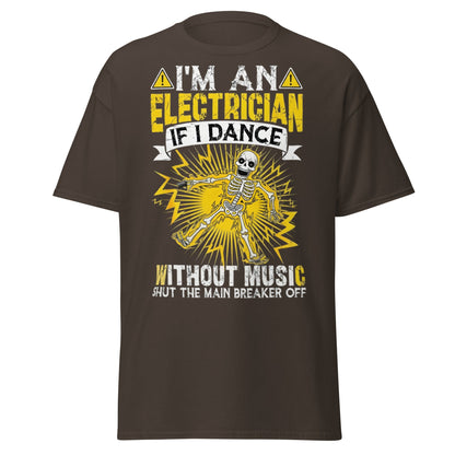 Funny Electrician Skeleton T-Shirt - Shocking Humor Tee - Dark Chocolate - T-Shirts Online
