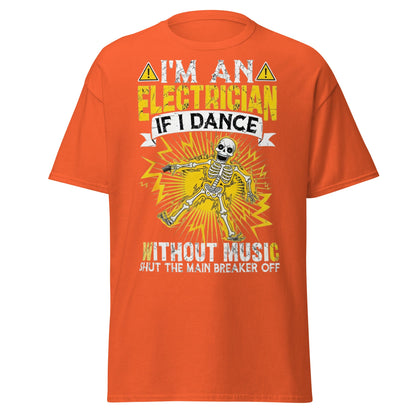 Funny Electrician Skeleton T-Shirt - Shocking Humor Tee - Orange - T-Shirts Online