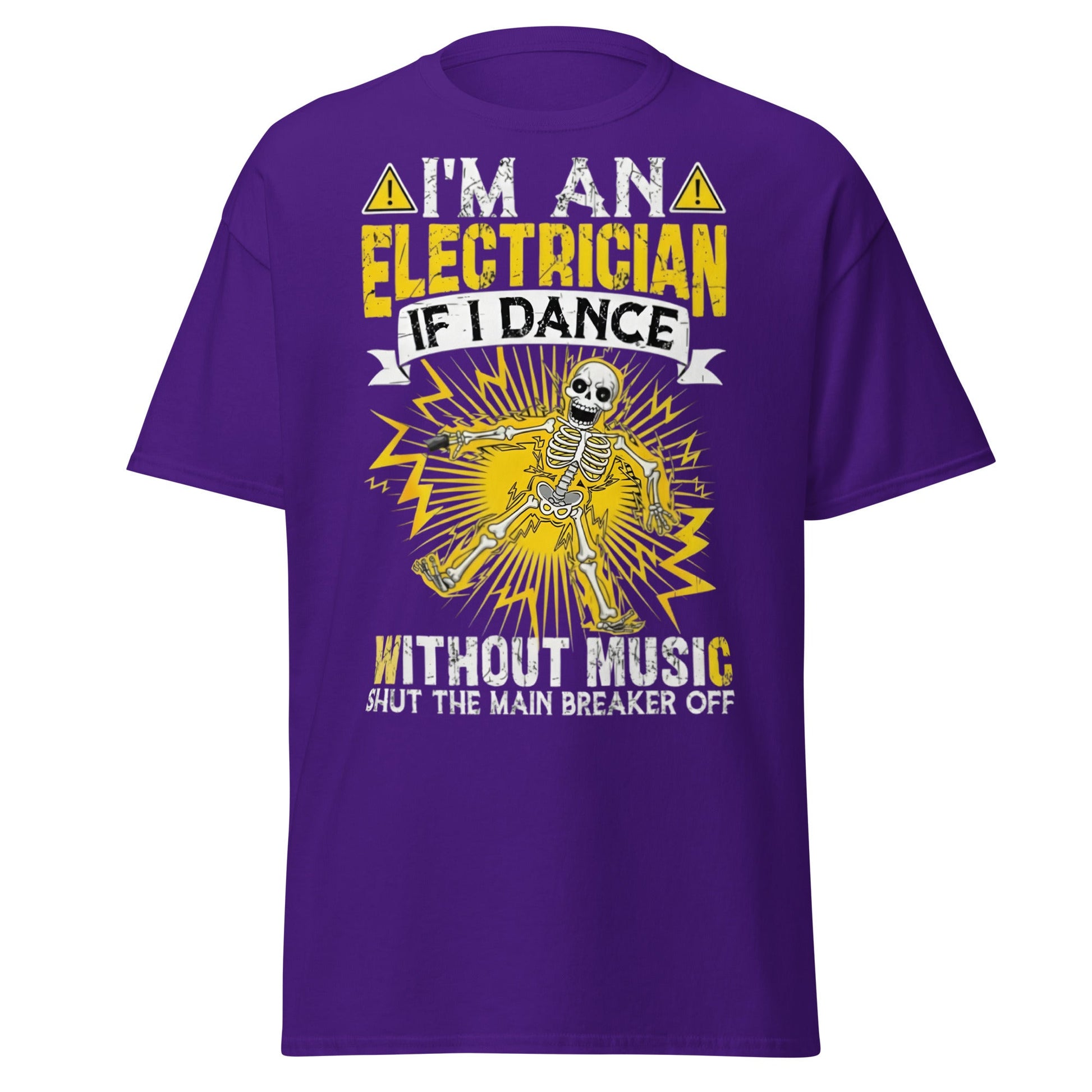 Funny Electrician Skeleton T-Shirt - Shocking Humor Tee - Purple - T-Shirts Online