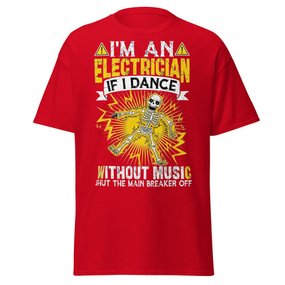 Funny Electrician Skeleton T-Shirt - Shocking Humor Tee - Red - T-Shirts Online